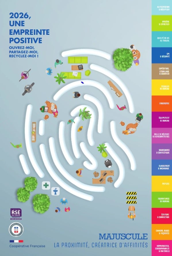 Catalogue bureau majuscule 2026 Page de garde du catalogue bureau majuscule 2026